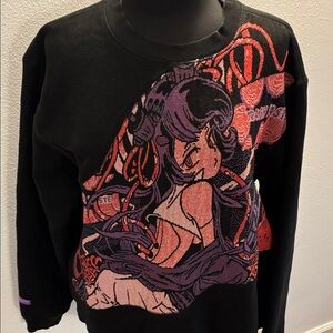 Apari Trash Taste Black Sweatshirt Red/Purple Animae tapestry Front XL 48” chest